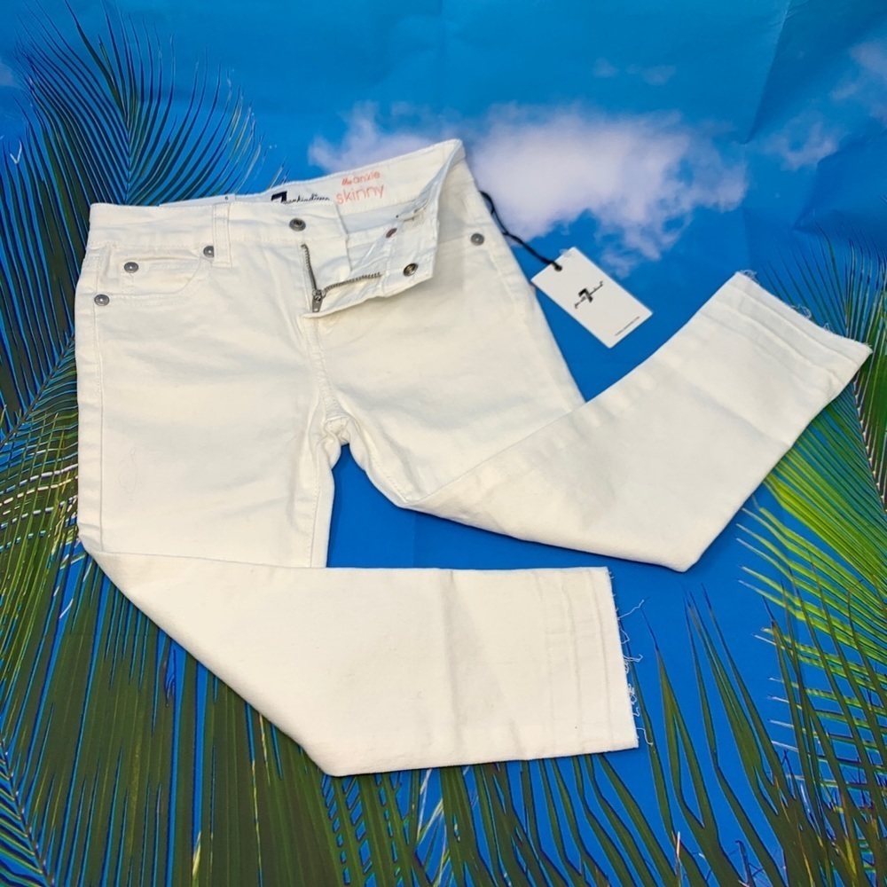 7 For All Mankind White Ankle Skinny Jeans